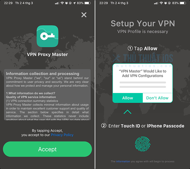 Hướng dẫn sử dụng ứng dụng VPN Master cho thiết bị iOS 11