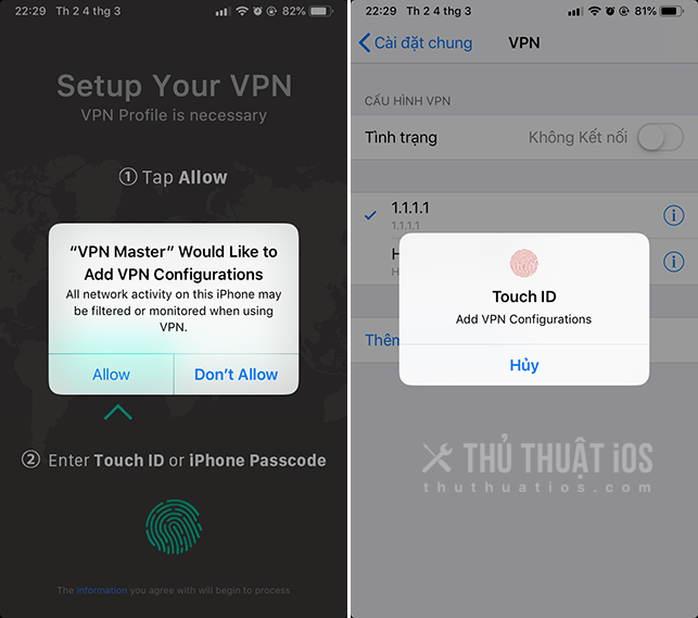 Hướng dẫn sử dụng ứng dụng VPN Master cho thiết bị iOS 12