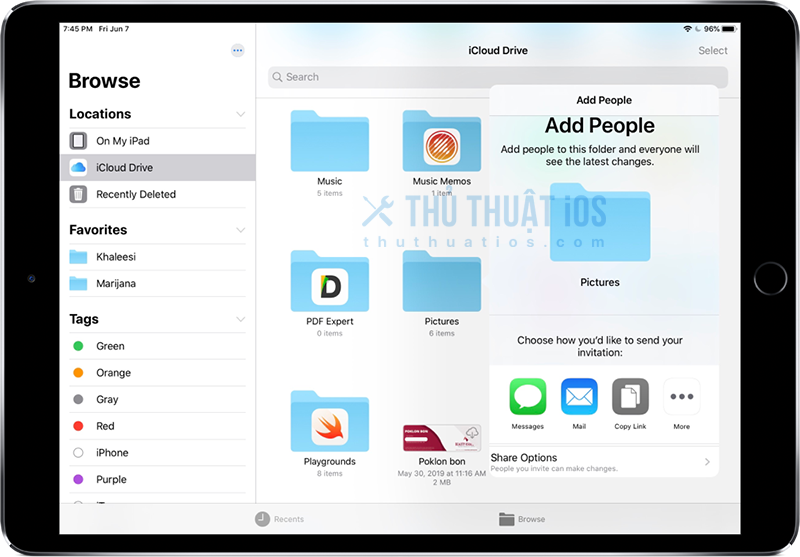 iPadOS và iOS 13 đã hỗ trợ ổ cứng ngoài, chia sẻ thư mục iCloud, chế độ xem cột cho Tệp,... 9
