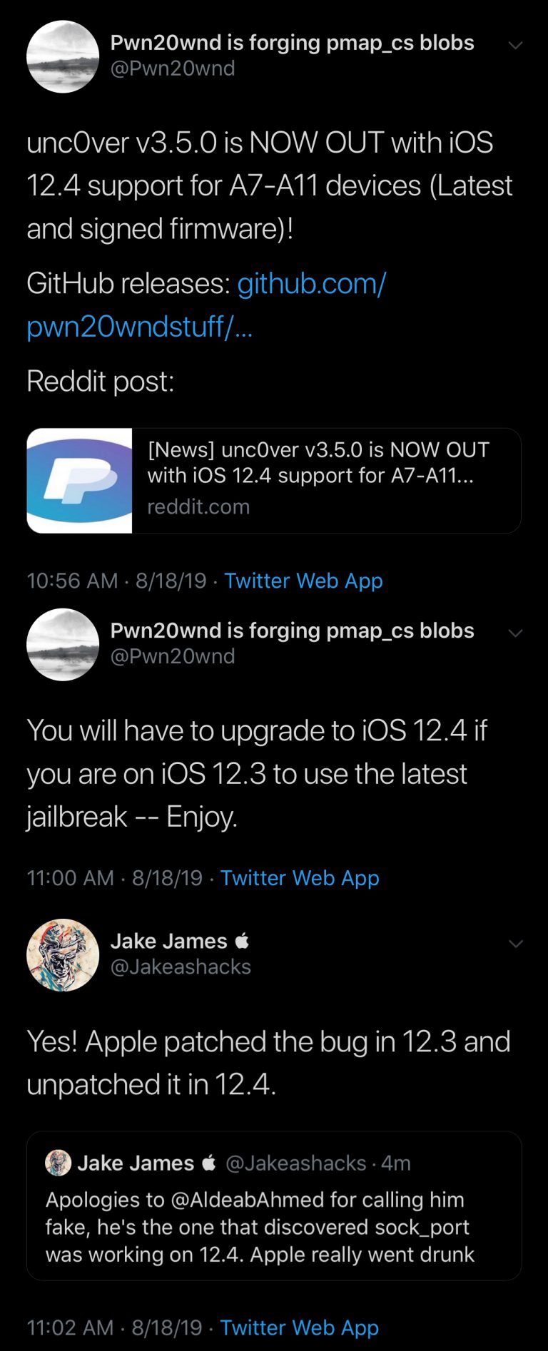 Unc0ver v3.5.0 được phát hành để hỗ trợ jailbreak iOS 12.4 2