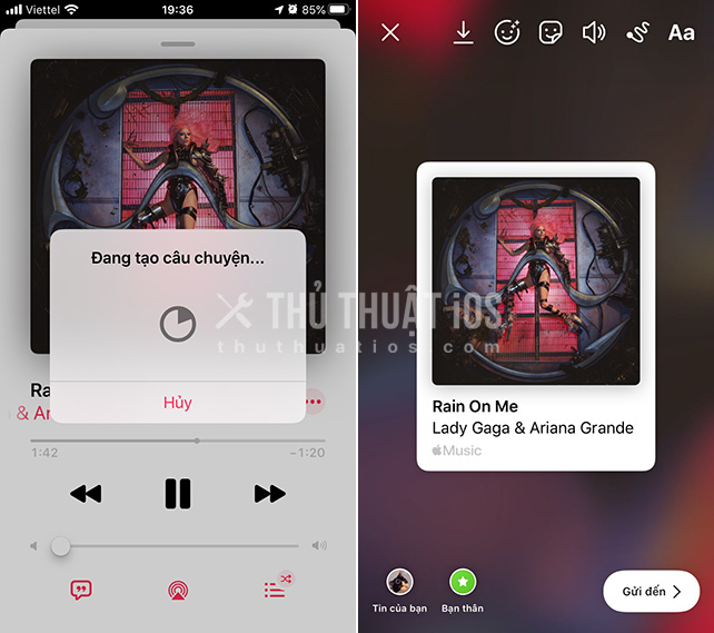 Cách chia sẻ bài hát từ Apple Music, Spotify lên stories của Instagram và Facebook 3