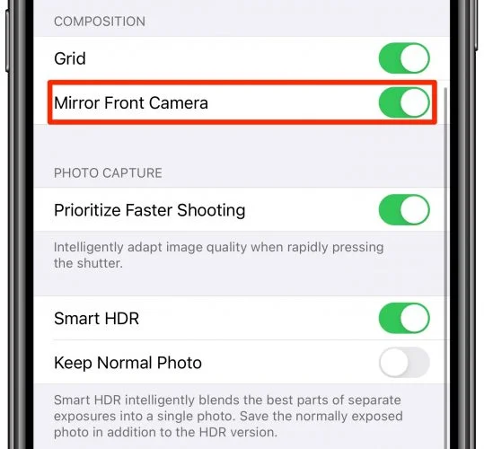 Cách chụp ảnh selfie không bị ngược trên iOS 14 2