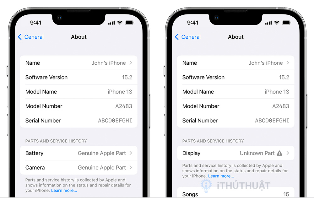 iOS 15.2 cho bạn biết các linh kiện iPhone được thay thế có phải chính hãng không 2