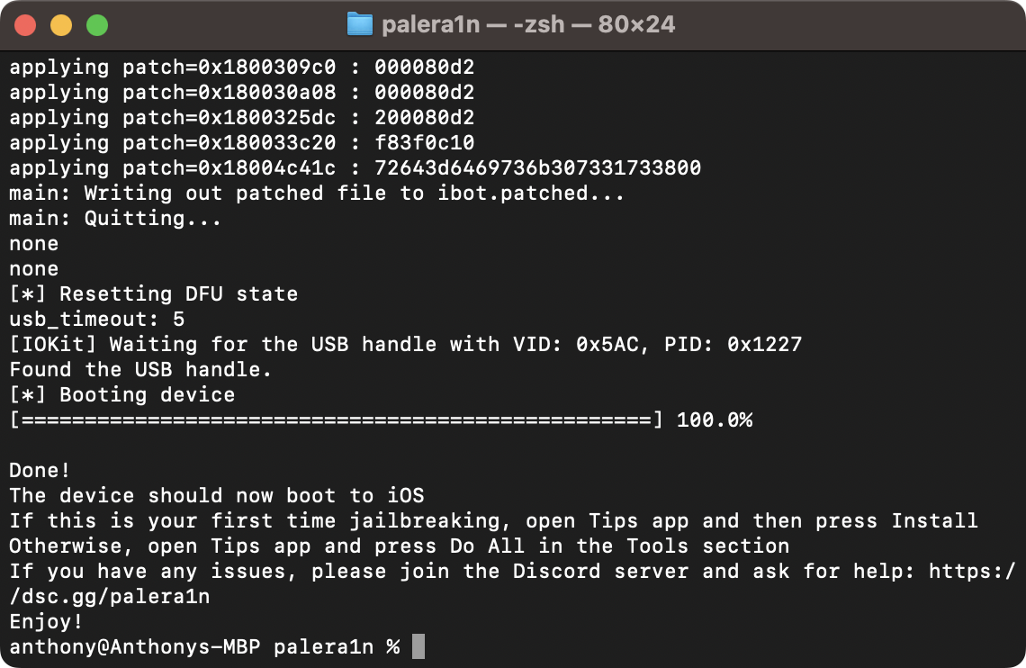 Cách jailbreak thiết bị A9 - A11 chạy iOS 15.0 - 16.x bằng palera1n 20