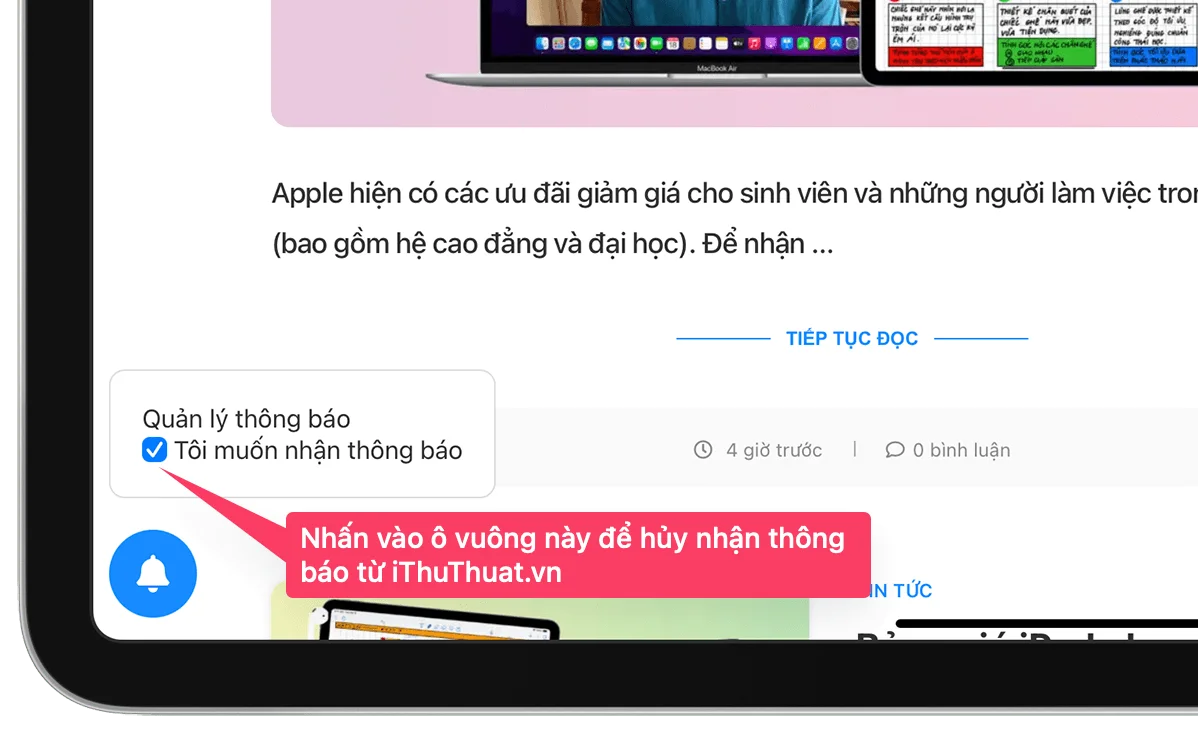 Nhận thông báo khi iThuThuat có bài viết mới trên iPhone, iPad, Mac 6